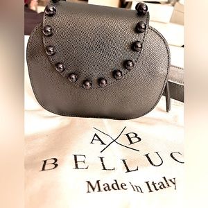 Brand New A. Bellucci Genuine Leather Black Waist Bag Made in Italy
